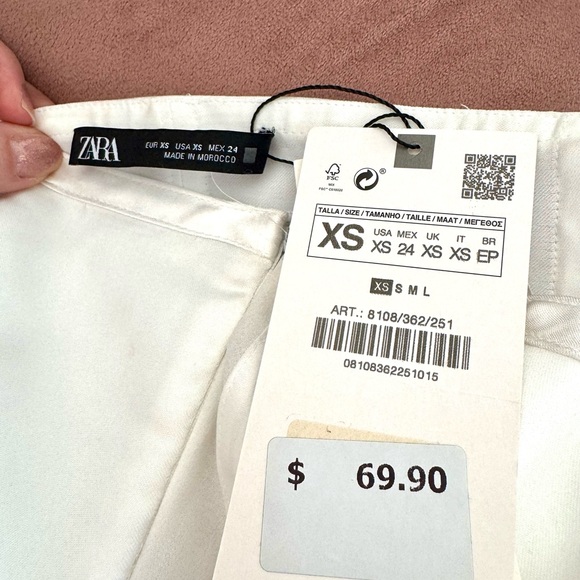 Zara strapless satin corset mesh white wrap mini dress size XS 8108/362 - Picture 14 of 16